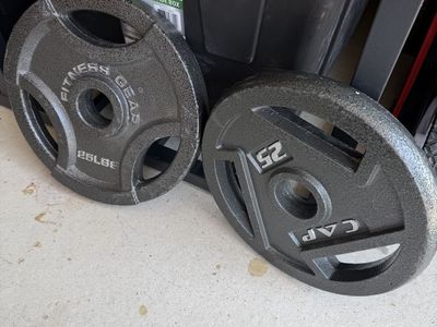 Pair of 25lb Weight Plates: CAP and Fitness Gear, Standard Barbell Plates