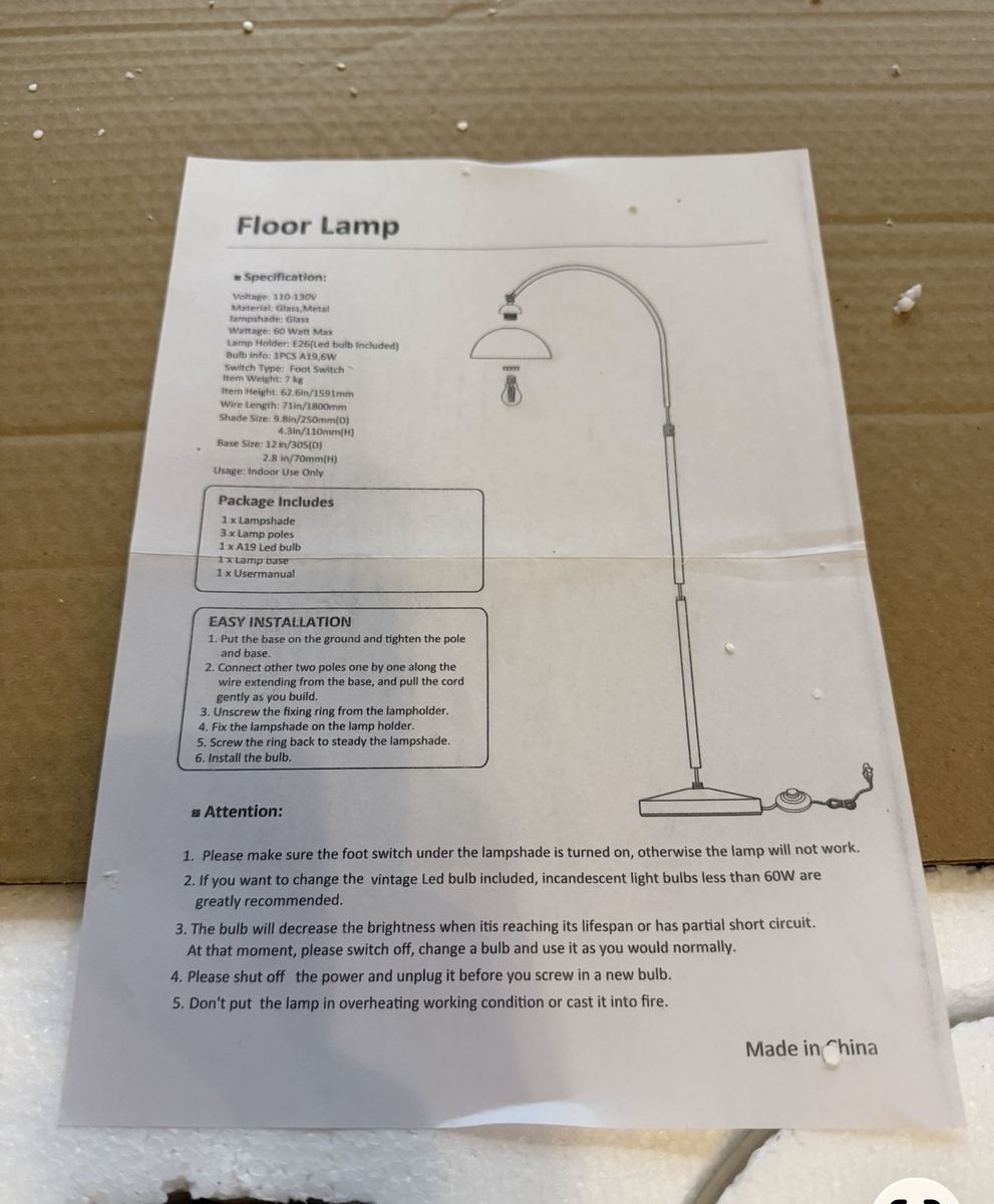 NEW! Gold Modern Arc Floor Lamp