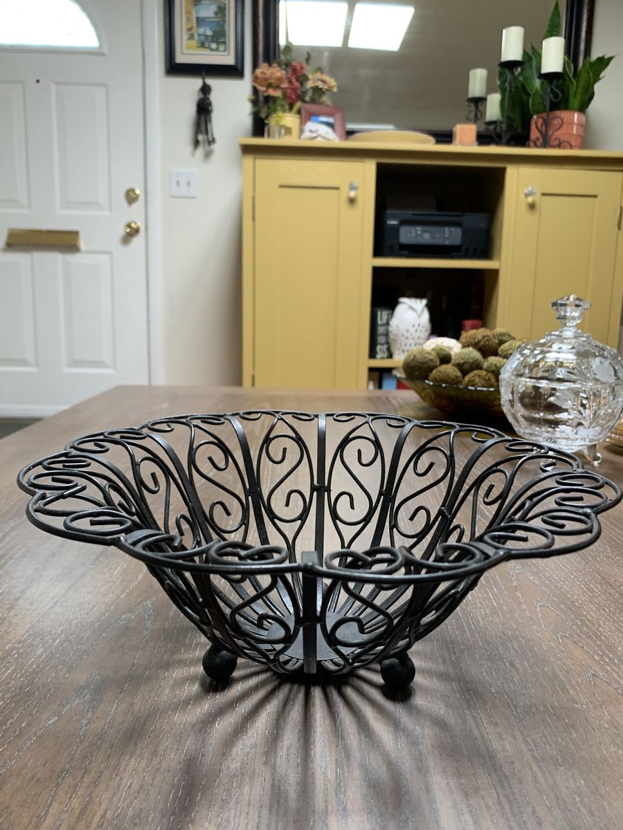 Large Iron Work Scrolled 12” Basket