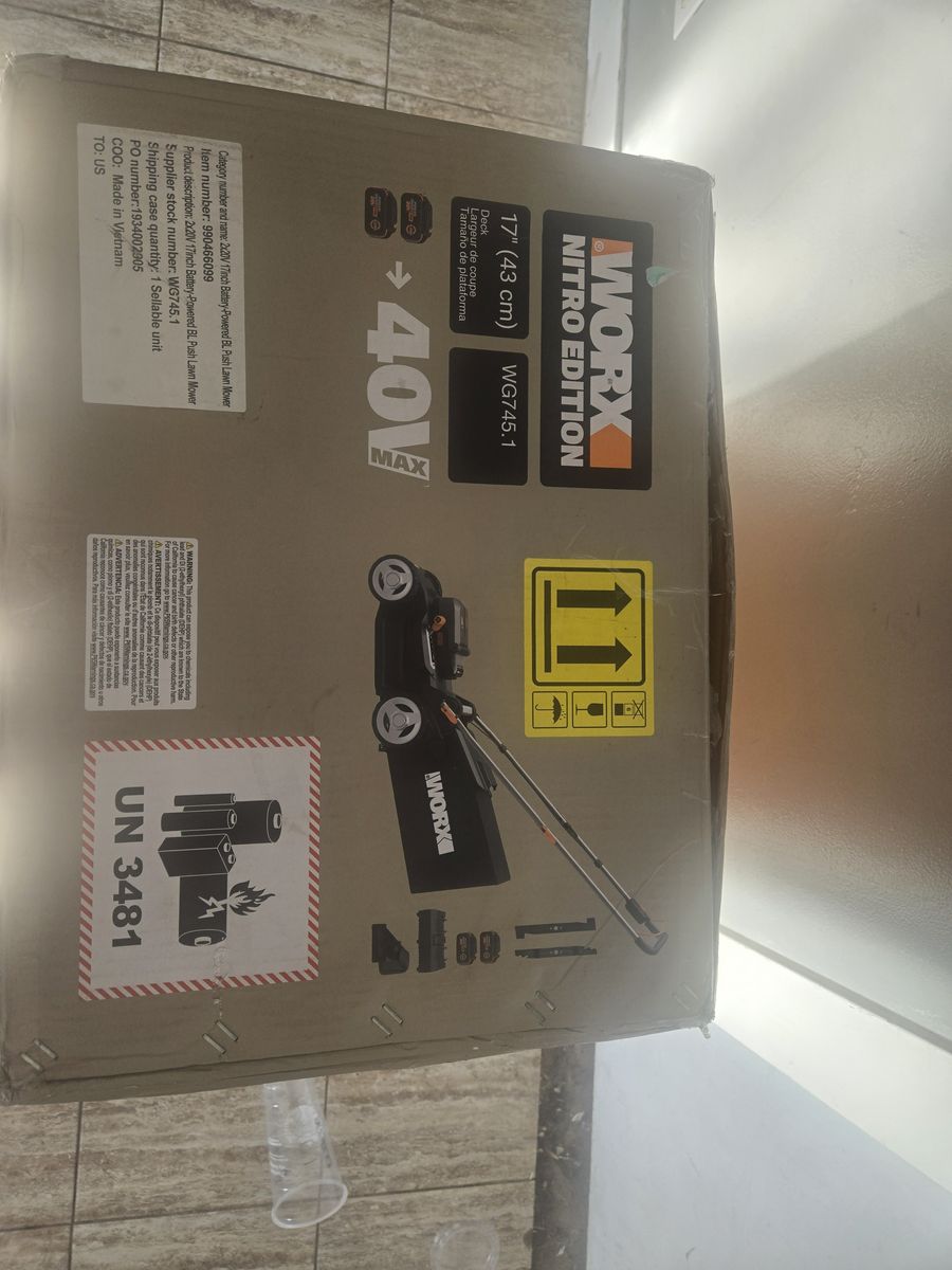 WORX Nitro Edition WG745.1 40V 17" Battery-Powered Push Lawn Mower