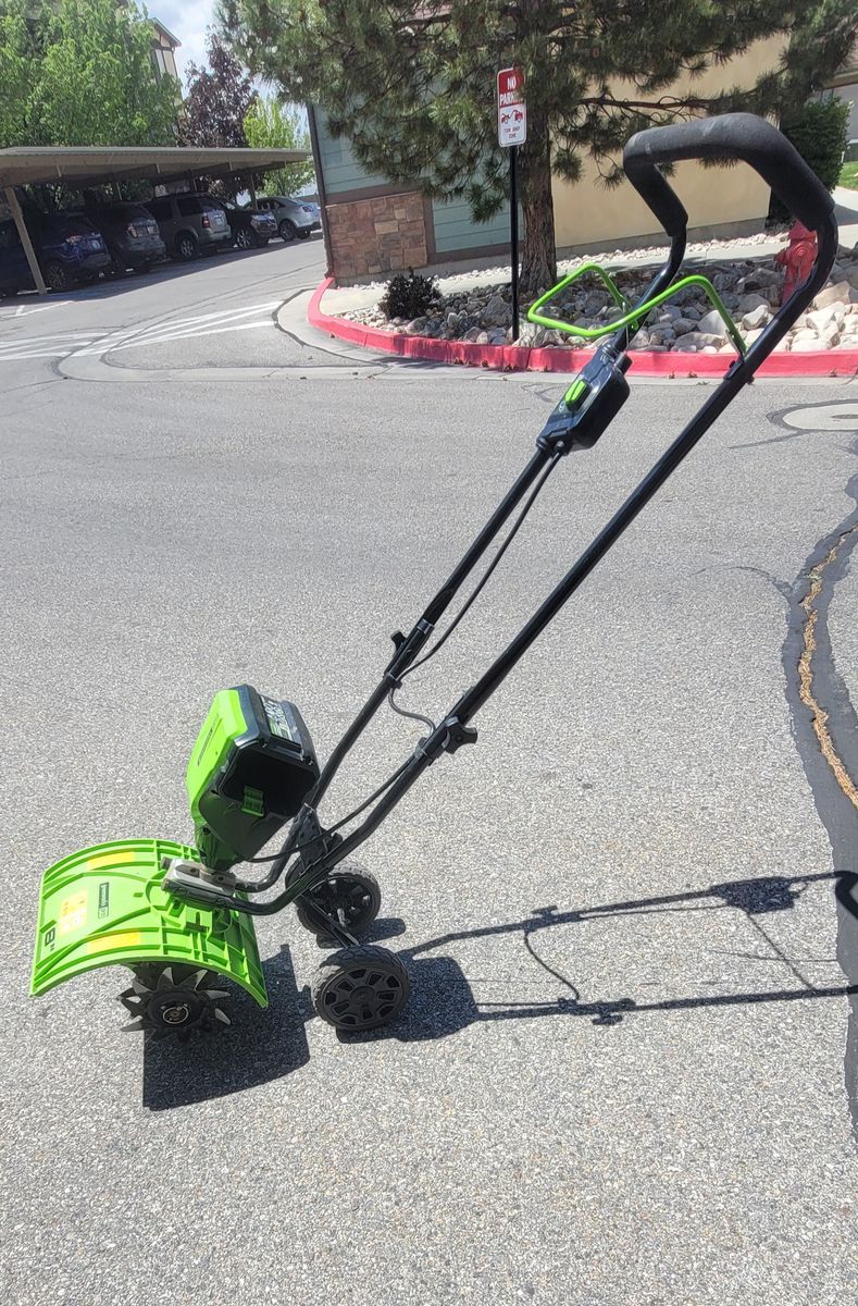 Used Great Condition Greenworks 60V 8" Cordless Cultivator / Tiller