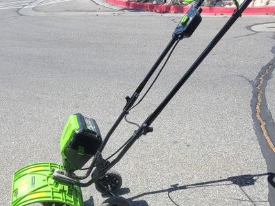 Used Great Condition Greenworks 60V 8" Cordless Cultivator / Tiller