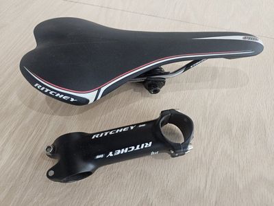 Ritchey Pro Bike Saddle & Ritchey Comp Stem - Black Cycling Accessories Set