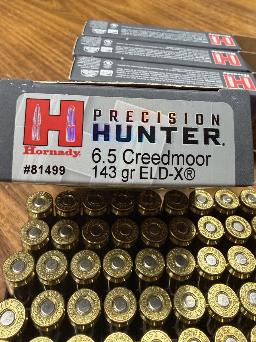 100 rounds Hornady Precision Hunter 6.5 Creedmoor 143 gr ELD-X Ammunition - 5 Boxes