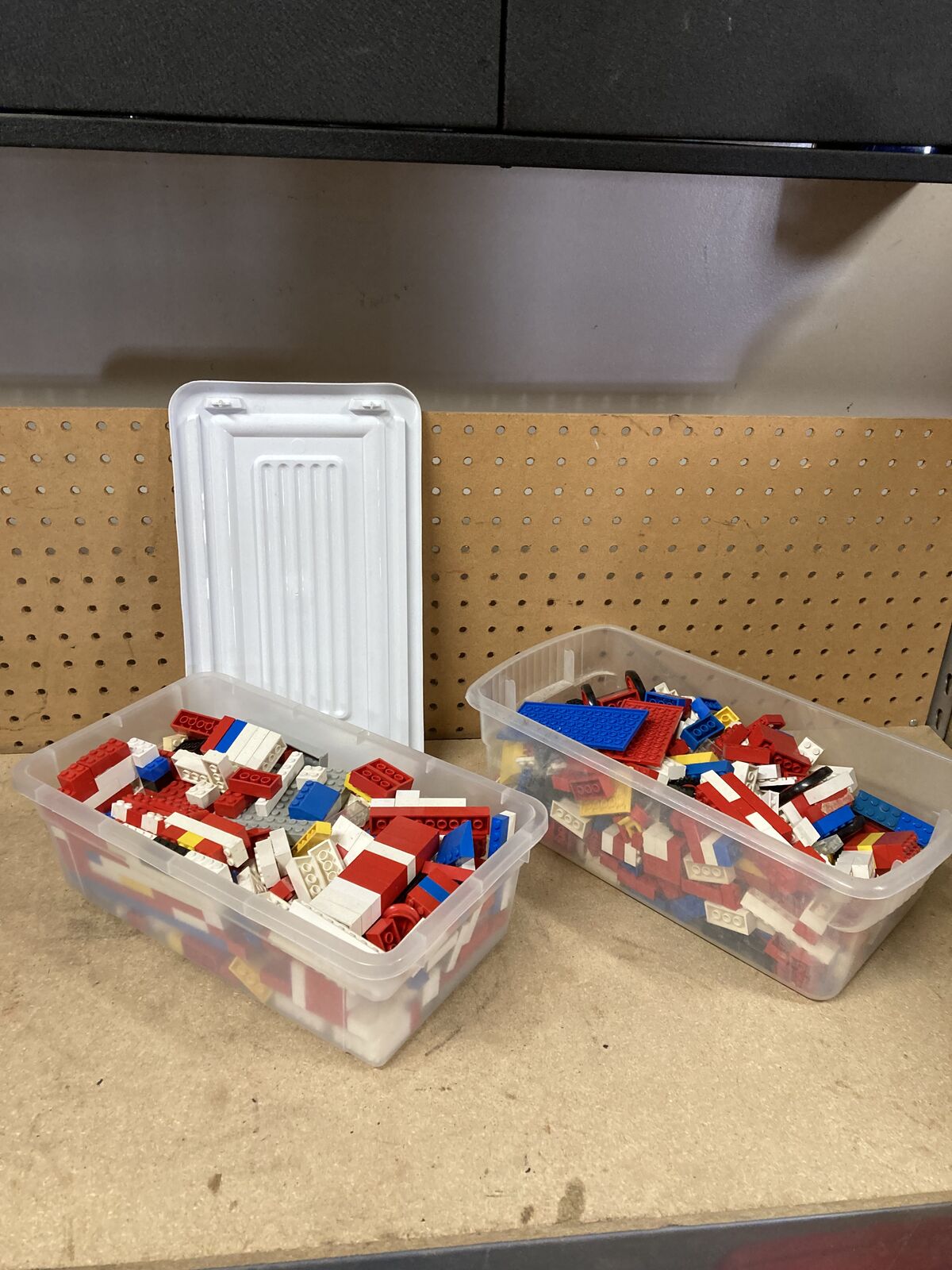 Bins of loose legos