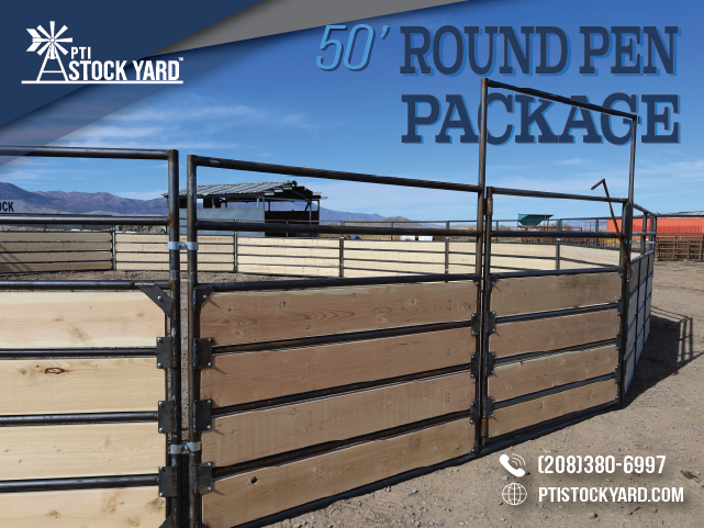 50' Round Pen Package- Heavy Duty Steel, Treated Wood