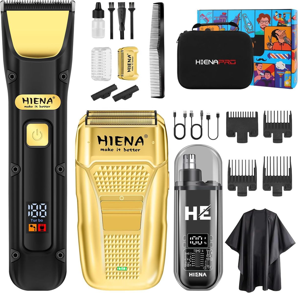 NEW Professional Hair Clippers Set for Men, Cordless Clipper Kit & Trimmer Set, Electric Foil Shavers