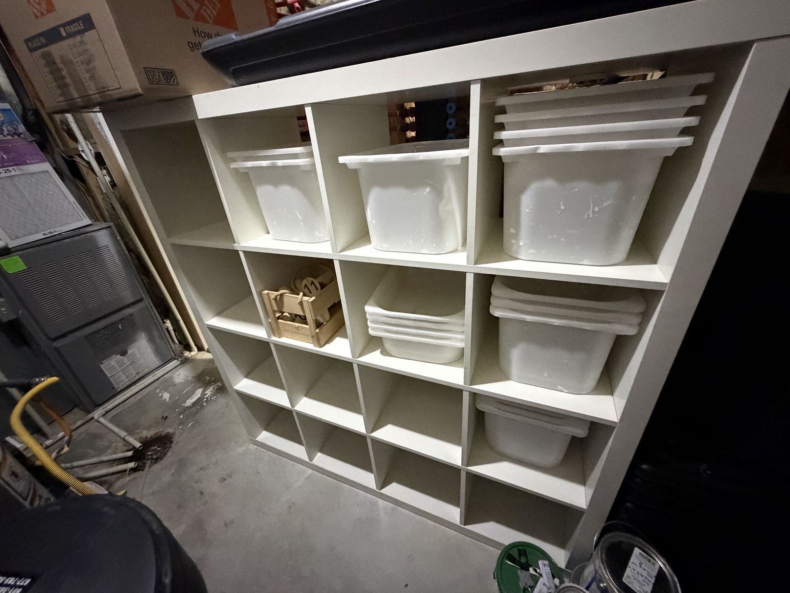 4x4 White Cube Storage Shelf with Bins
