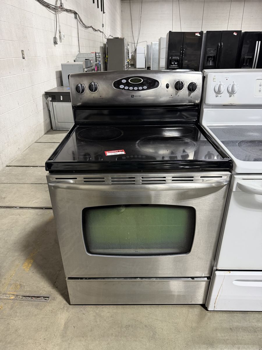 Maytag Electric Range Oven with Smooth Top Cooktop, Stainless Steel Finish