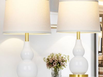 Modern White Ceramic Table Lamp Set (2 Lamps)