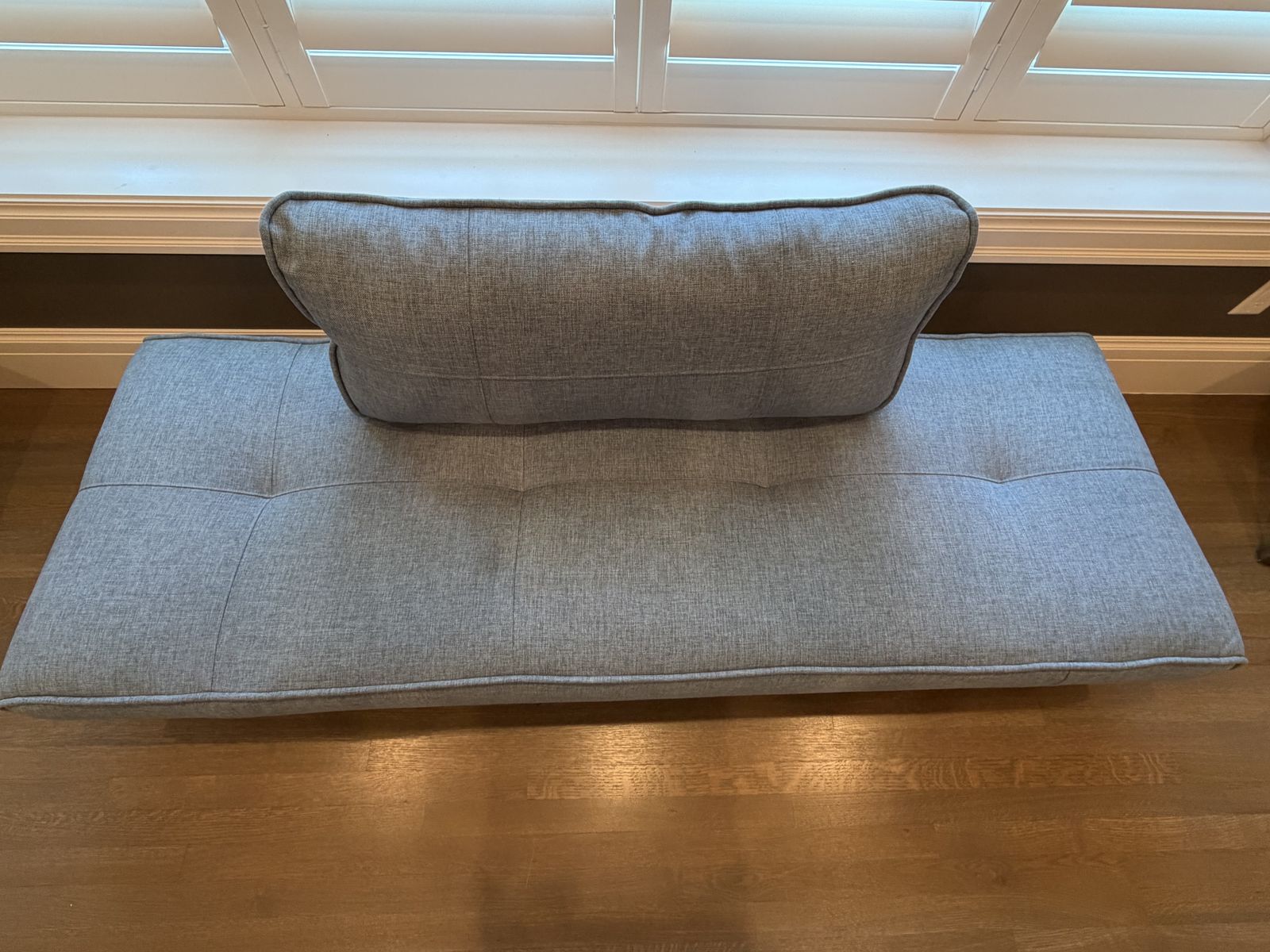 Room & Board Mid-Century Modern Settee (Blue), adjustable ends - Excellent Condition