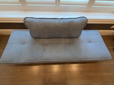 Room & Board Mid-Century Modern Settee (Blue), adjustable ends - Excellent Condition
