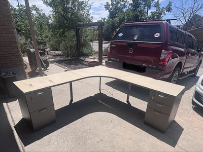 L-Shaped Office Desk w/ Locking File Drawers – 83” x 83” – $50 OBO