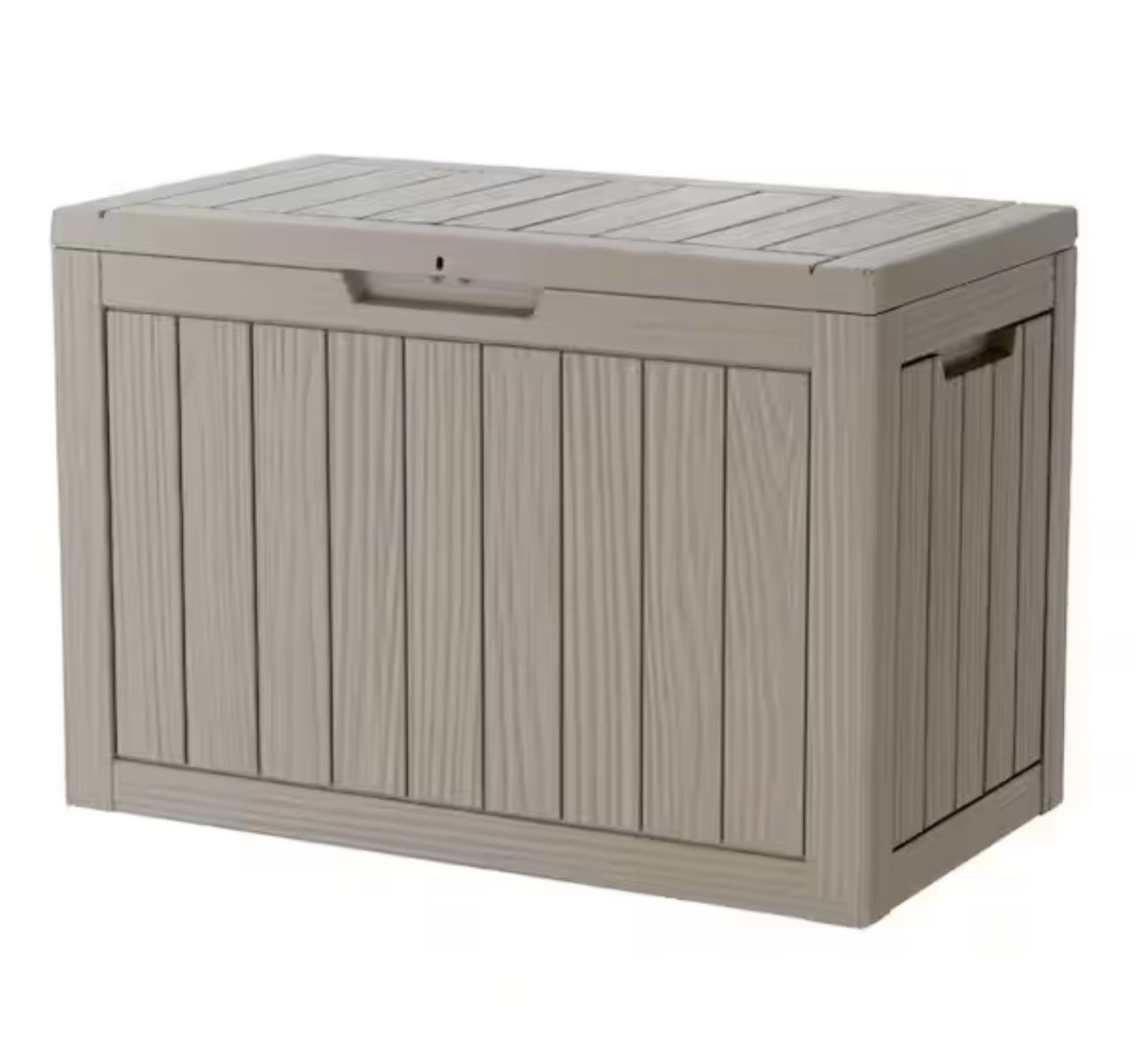 Gray resin deck storage box