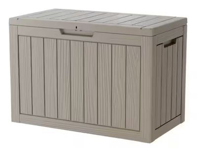 Gray resin deck storage box