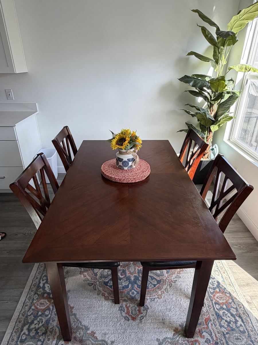 Wood Sturdy Dining Table with 4 chairs
