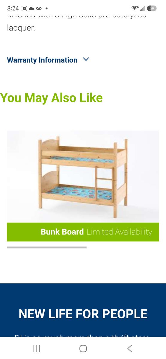 Wooden twin bunk bed