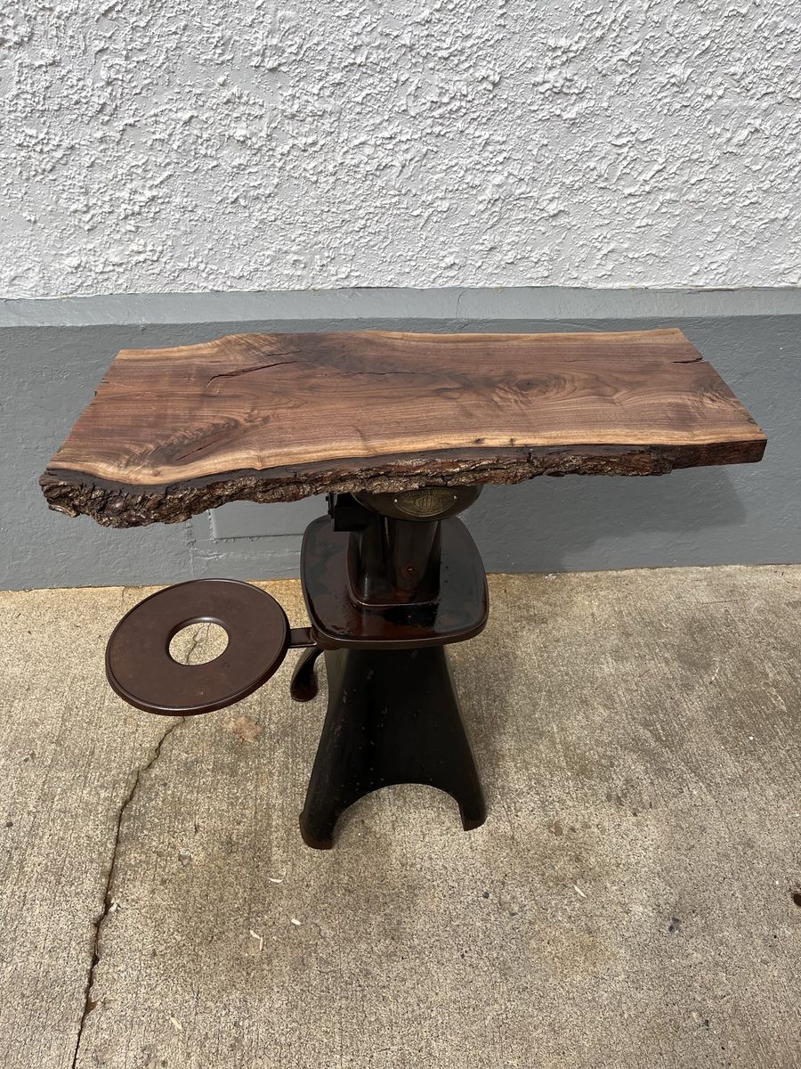 Vintage cream, separator, black walnut table