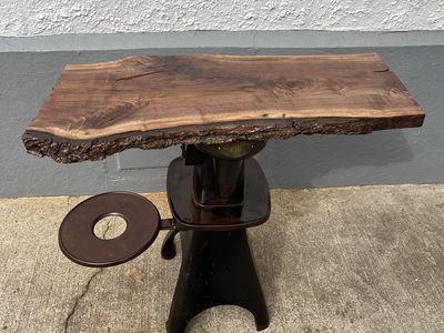 Vintage cream, separator, black walnut table