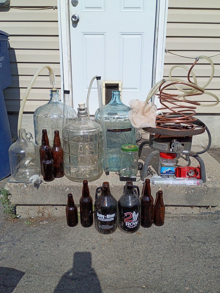 Homebrewing Starter Kit: Carboys, Bottles, Burner, & Copper Chiller