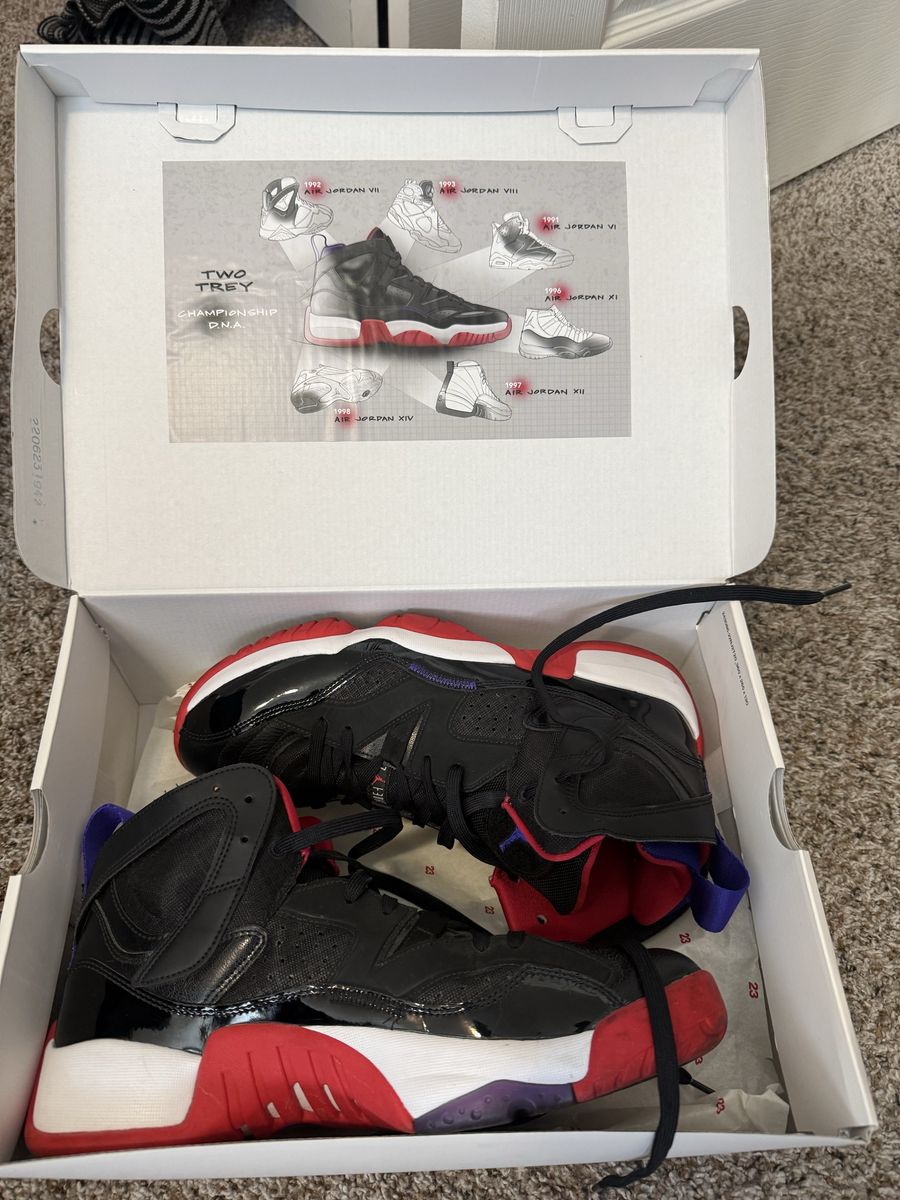 Nike Air Jordan Two Trey Black Red White Men's Basketball Shoes Size 10.5 with Box