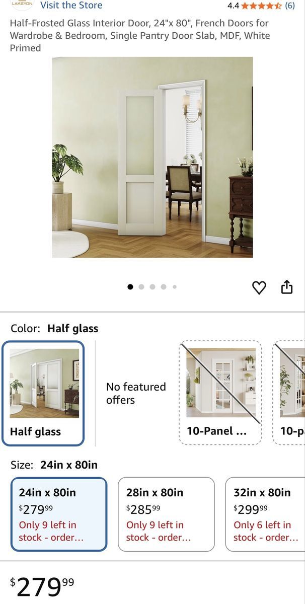 Half frosted glass interior door