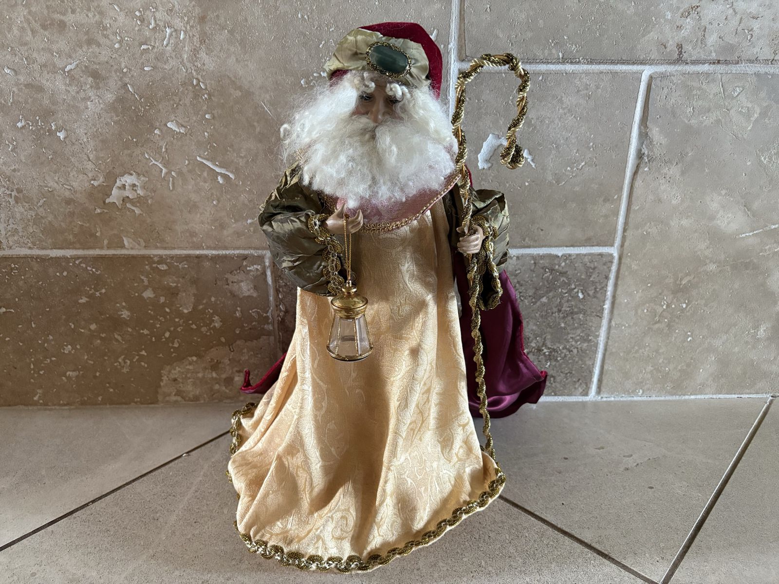 Large Old World Santa Claus Holding Lantern