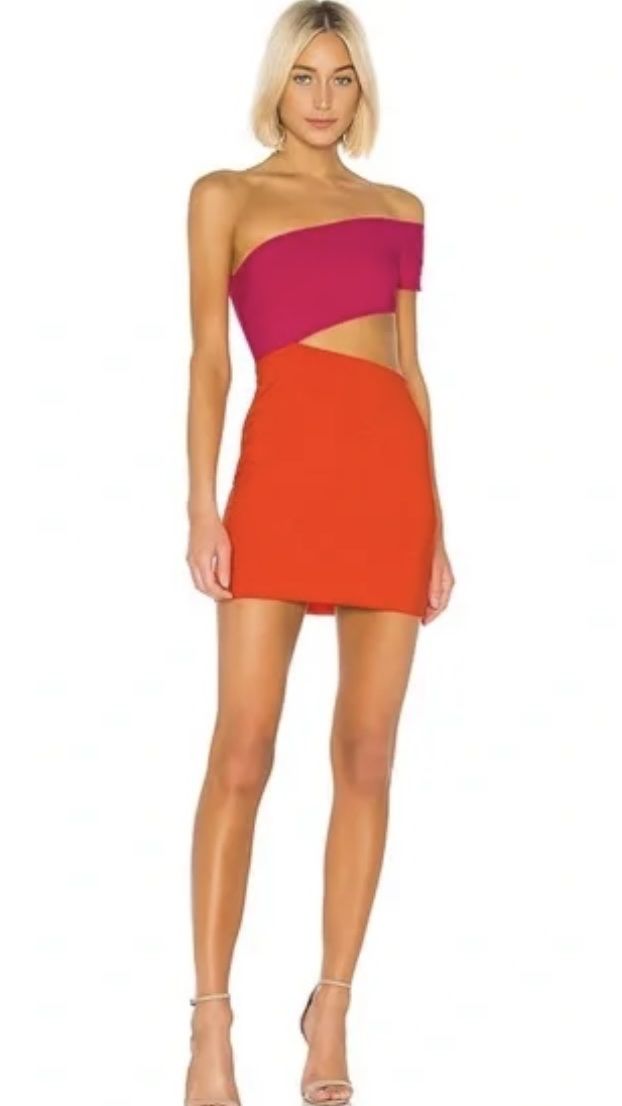 Lovers and friends Rowan pink and orange mini dress
