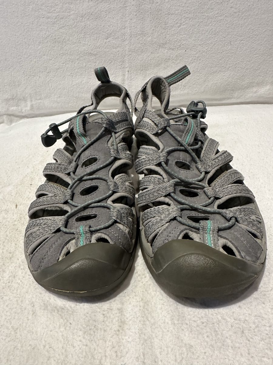 Keen women’s size 10 gray with mint, green trim, slim style, hiking sandals