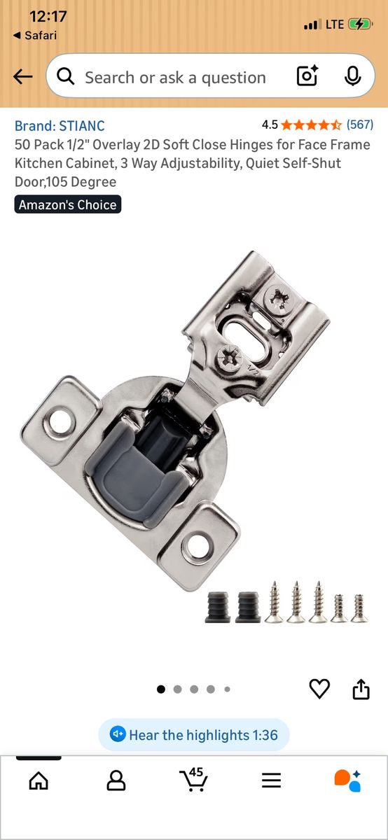 200 New Soft Close Hinges (4-50ct BXS)