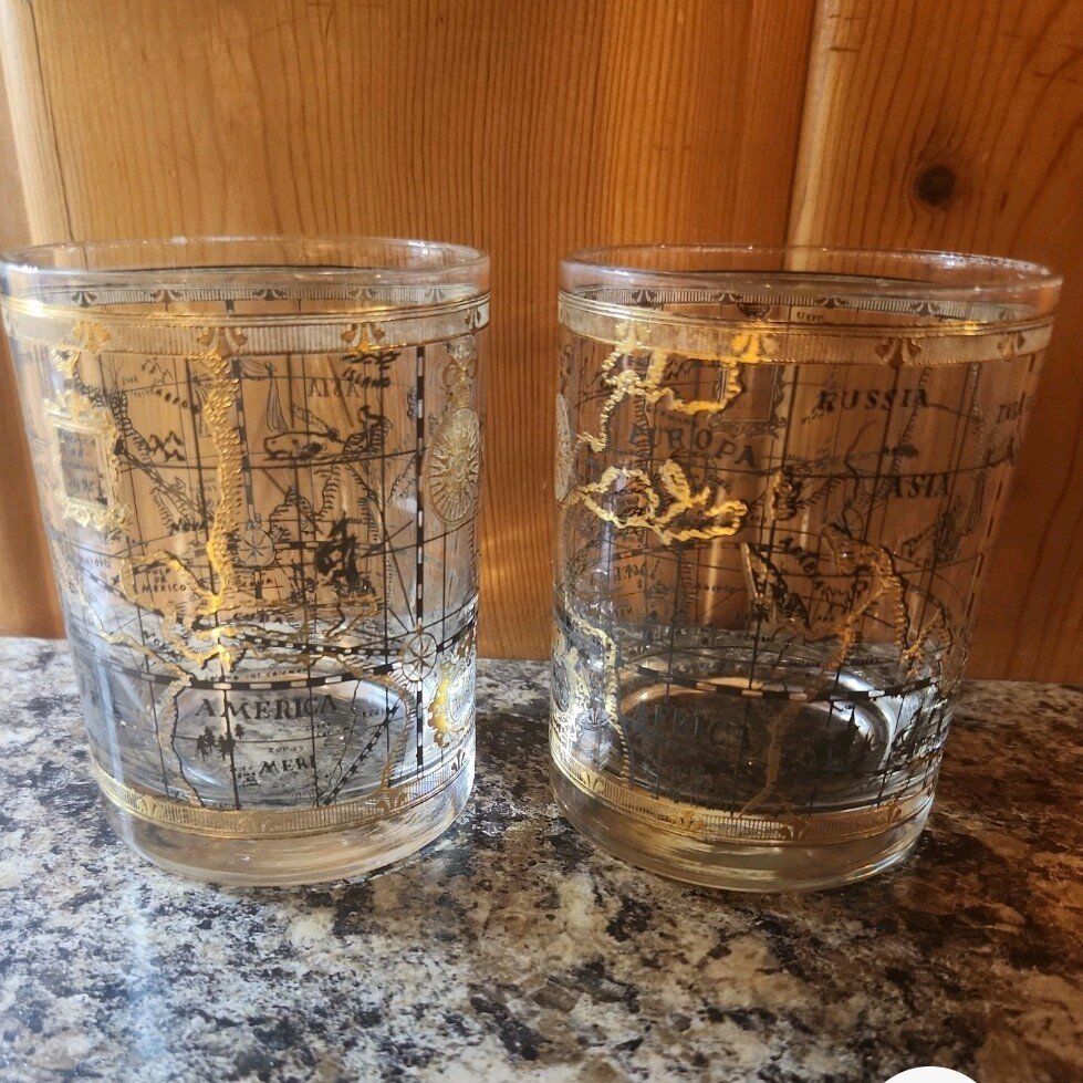 (2)Vintage MCM Cera Co. Old World Atlas Map 22kgol