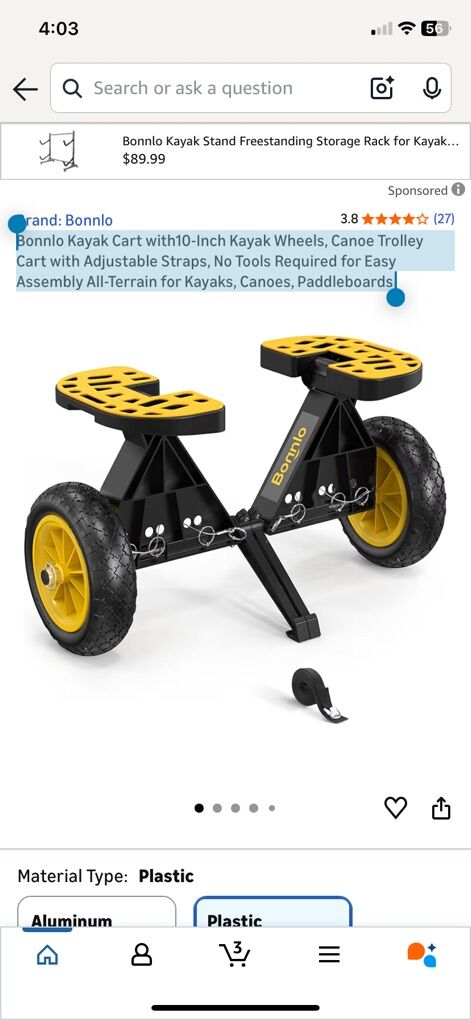 NEW Kayak Cart Canoe Trolley Paddleboards Carrier