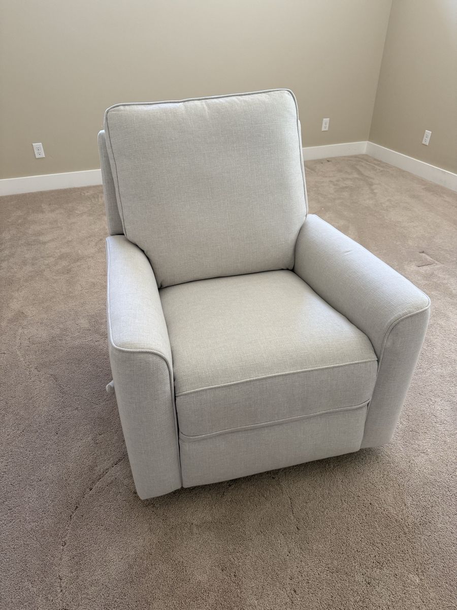Nearly New Costco Recliner - Light Beige/Cream Nursery Glider Rocker Chair with Footrest
