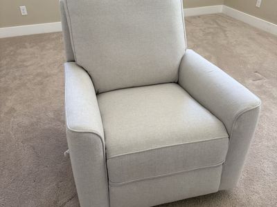 Nearly New Costco Recliner - Light Beige/Cream Nursery Glider Rocker Chair with Footrest
