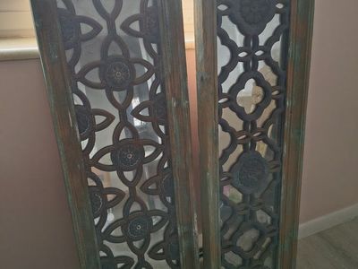 Benzara Floral Hand Carved Wooden Wall MirrorPanel
