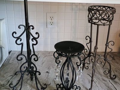 Set of 3 Wrought Iron Candle Holders
