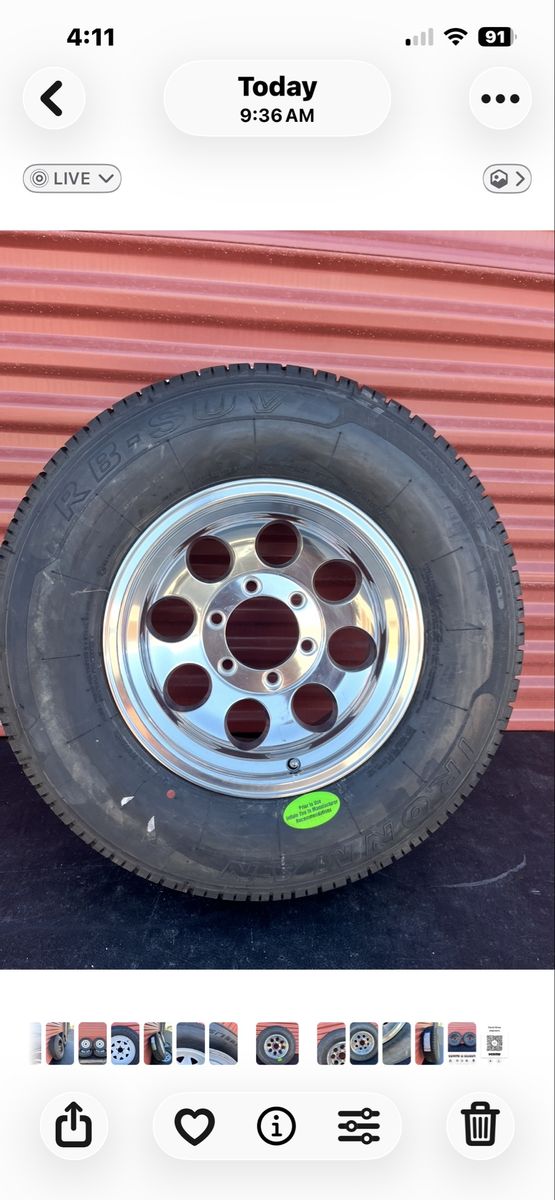 New Ironman ST 235/75 R 15 RV Trailer Tire Mounted on New Polished Aluminum Wheel 6 on 5.5 Pattern Perfect Spare Tire