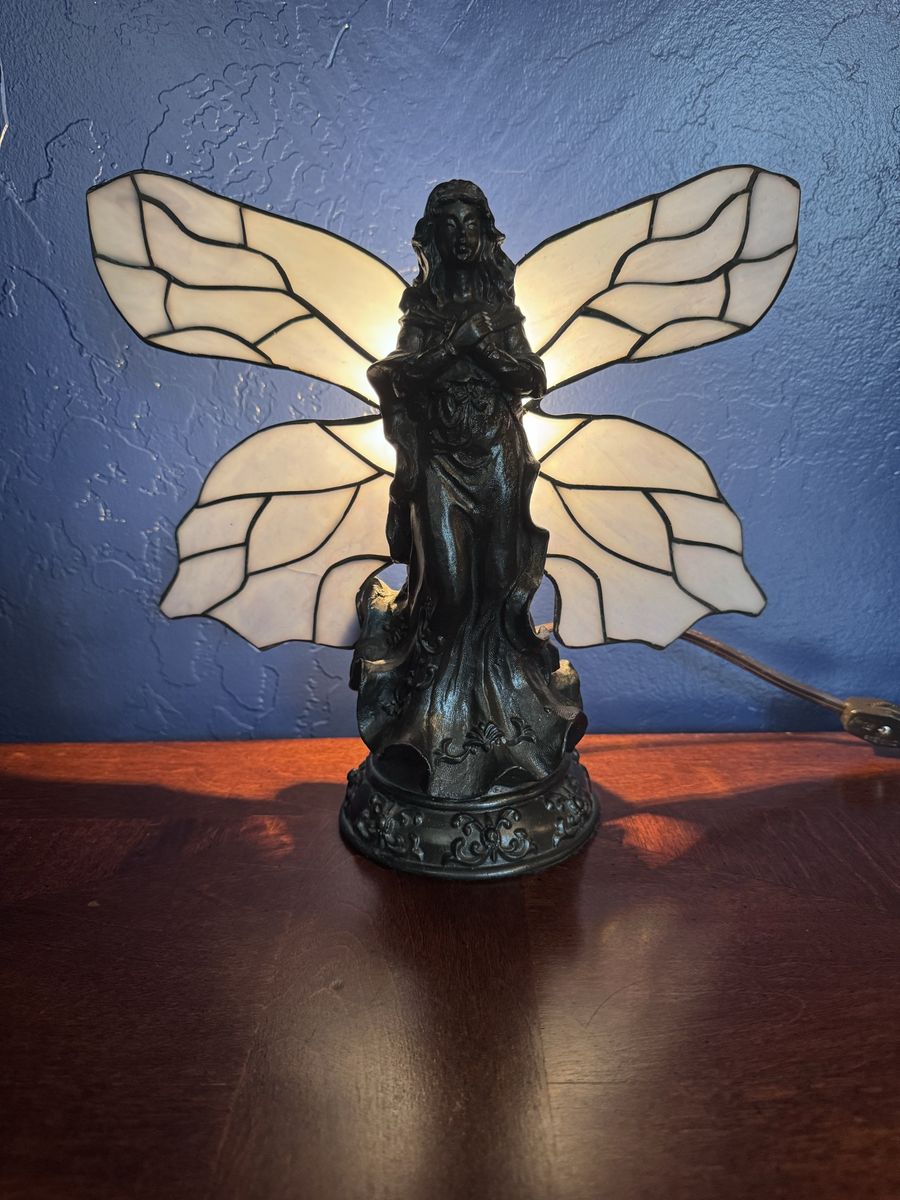 Tiffany Style Ornate Stained Glass Fairy Lamp 