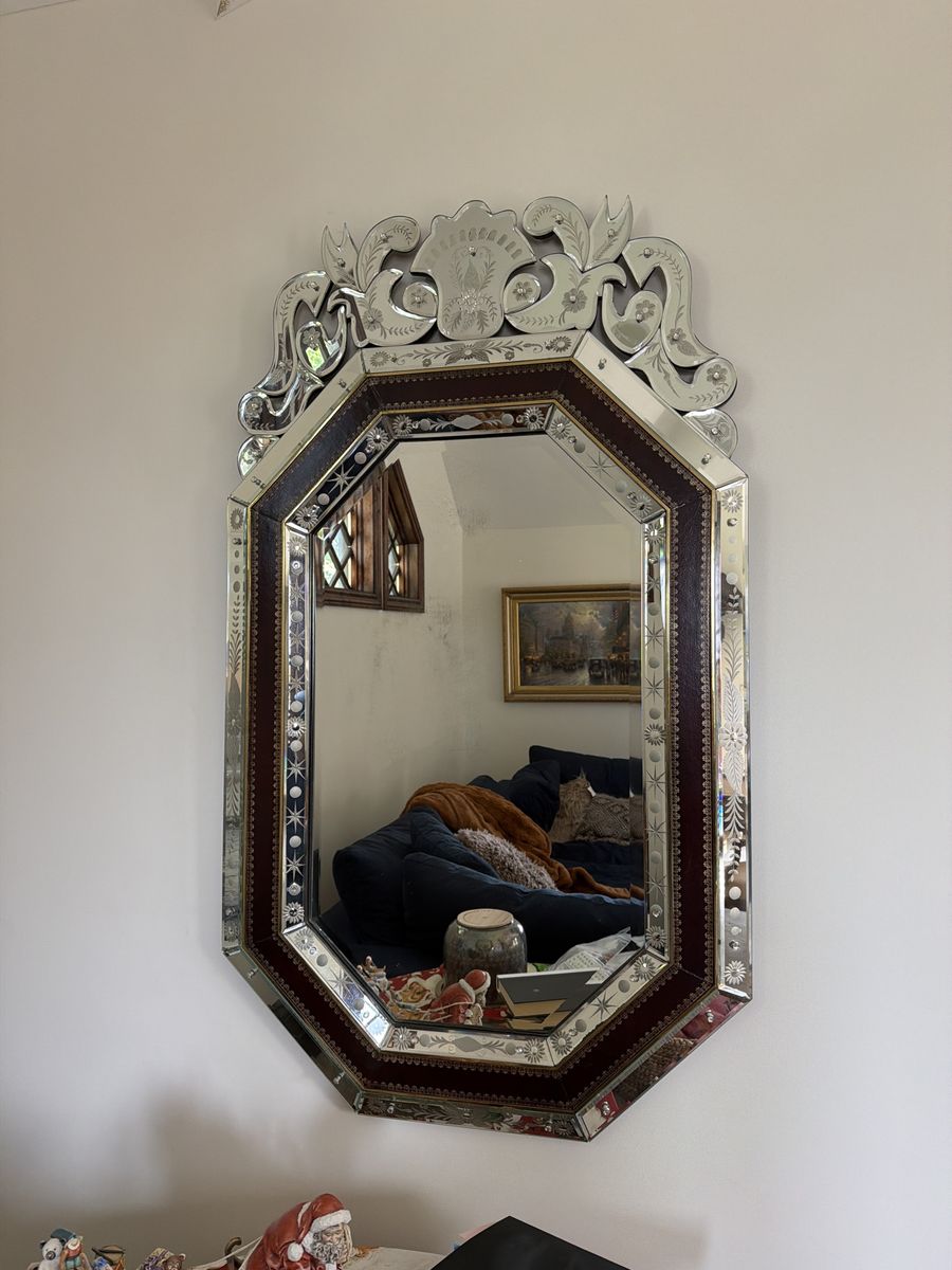Ornate wall mirror 32” wide 4’6” tall