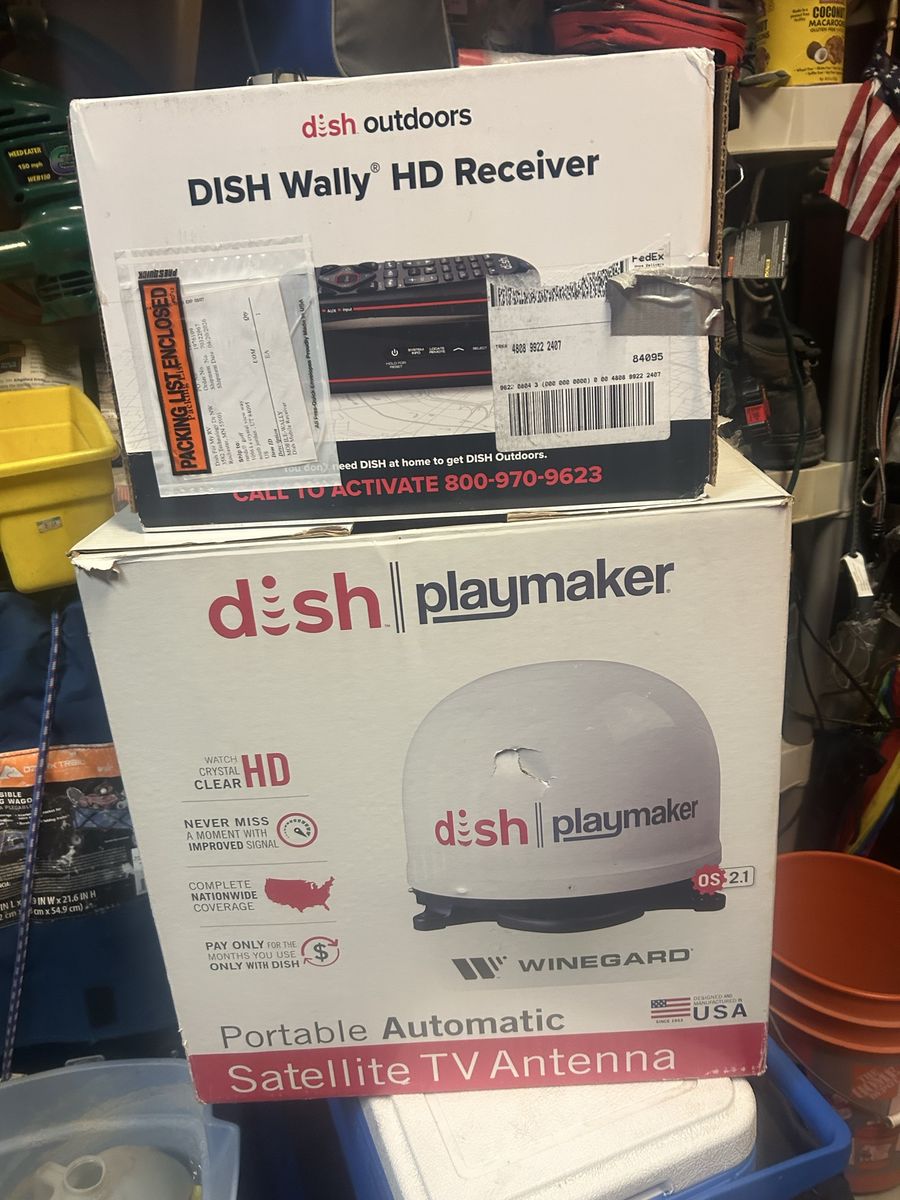 DISH Wally HD Receiver & Playmaker Portable Automatic Satellite TV Antenna Bundle