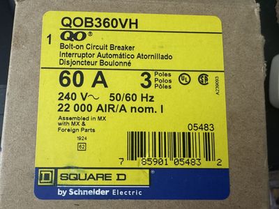 Square D 60A/30A Breakers QOB360VH 3 Pole