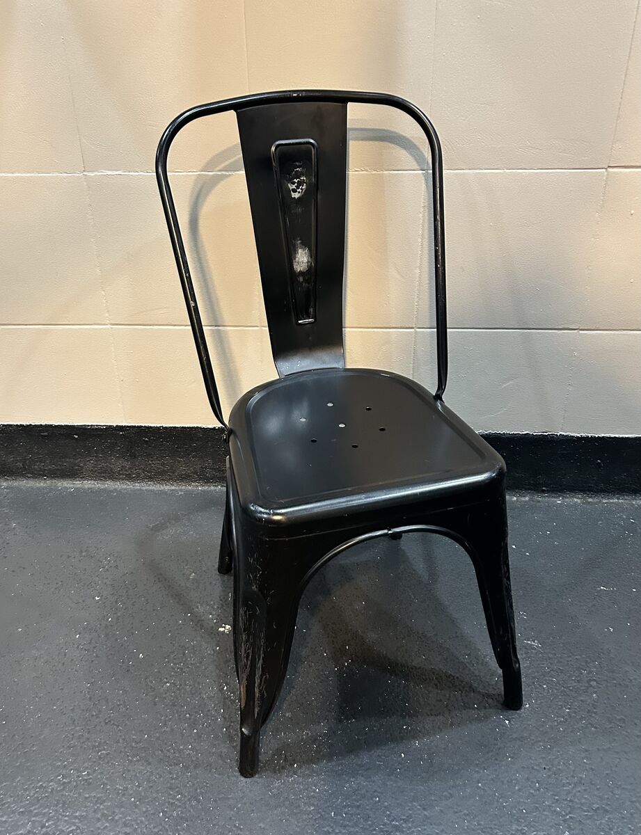 Used Cafe Metal chairs black stackable indoor / outdoor