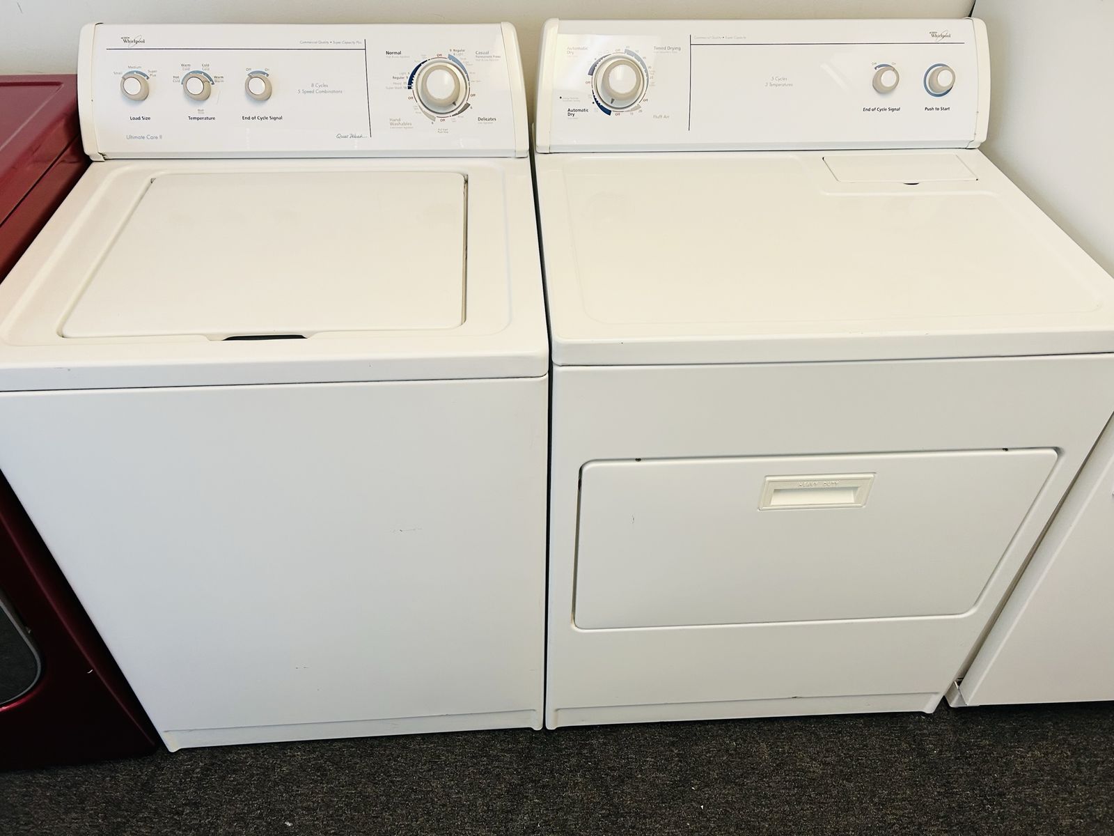 Heavy duty whirlpool washer and dryer set