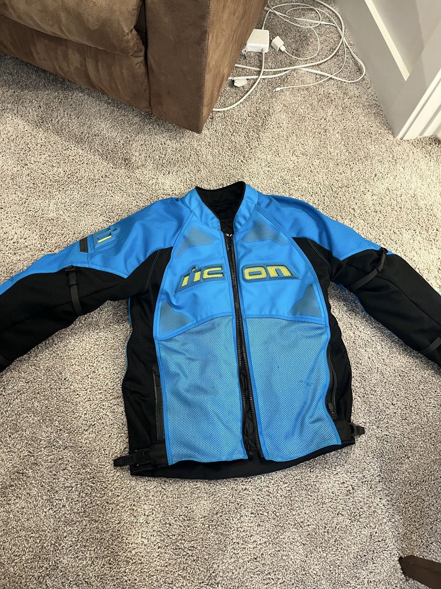 Icon Raiden D3O Motorcycle Jacket Men's Blue/Black Mesh Ventilated