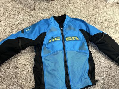 Icon Raiden D3O Motorcycle Jacket Men's Blue/Black Mesh Ventilated