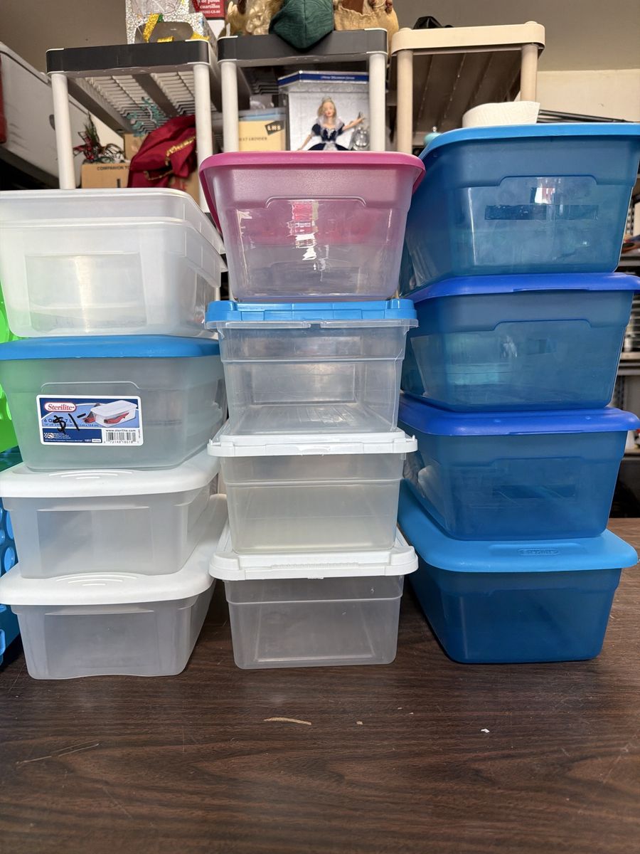 Storage Tote & Organizer Bin Lot – Sterilite, Rubbermaid & More – 17 Pieces