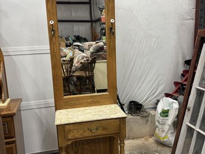 Wooden Entry Hall Tree with Marble Top