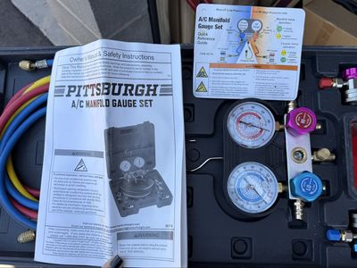 PITTSBURGH R134a A/C Manifold Gauge Set - Automotive AC Refrigerant Diagnostic Tool Kit