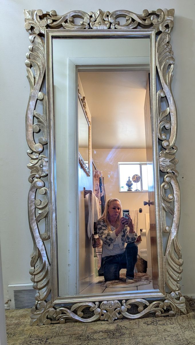 6'x3' Hand Carved Solid Wood Hand Gilt Floor Mirror