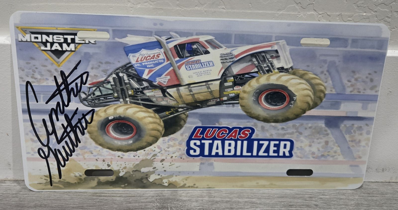 Monster Jam Lucas Stabilizer Autographed License Plate